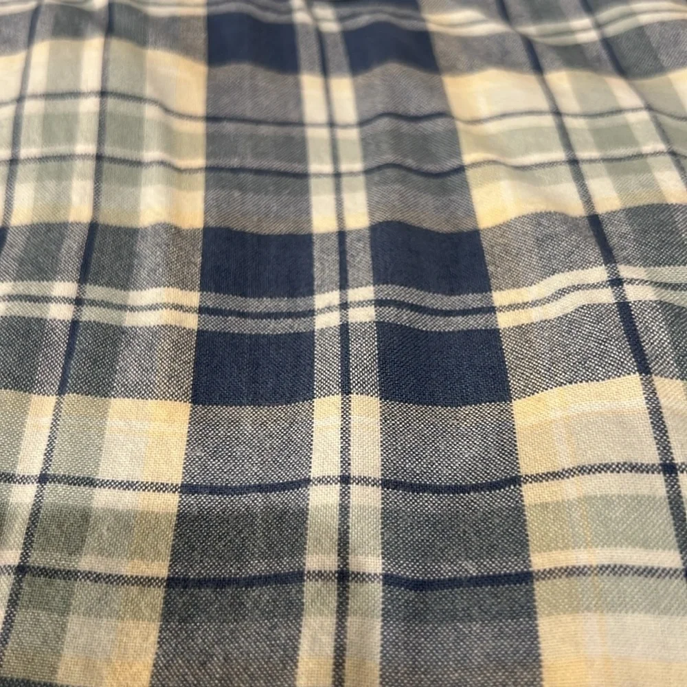 J. Crew Blue & White Plaid Flat Front Cotton Shorts Size 35 Casual Preppy